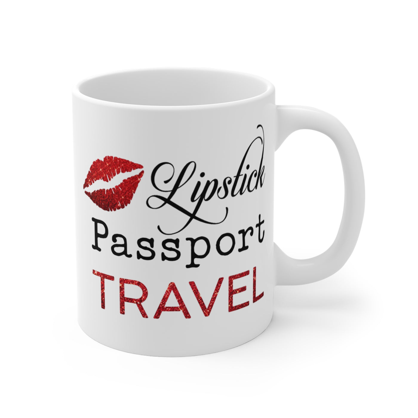 Lipstick, Passport, Travel Mug 11oz