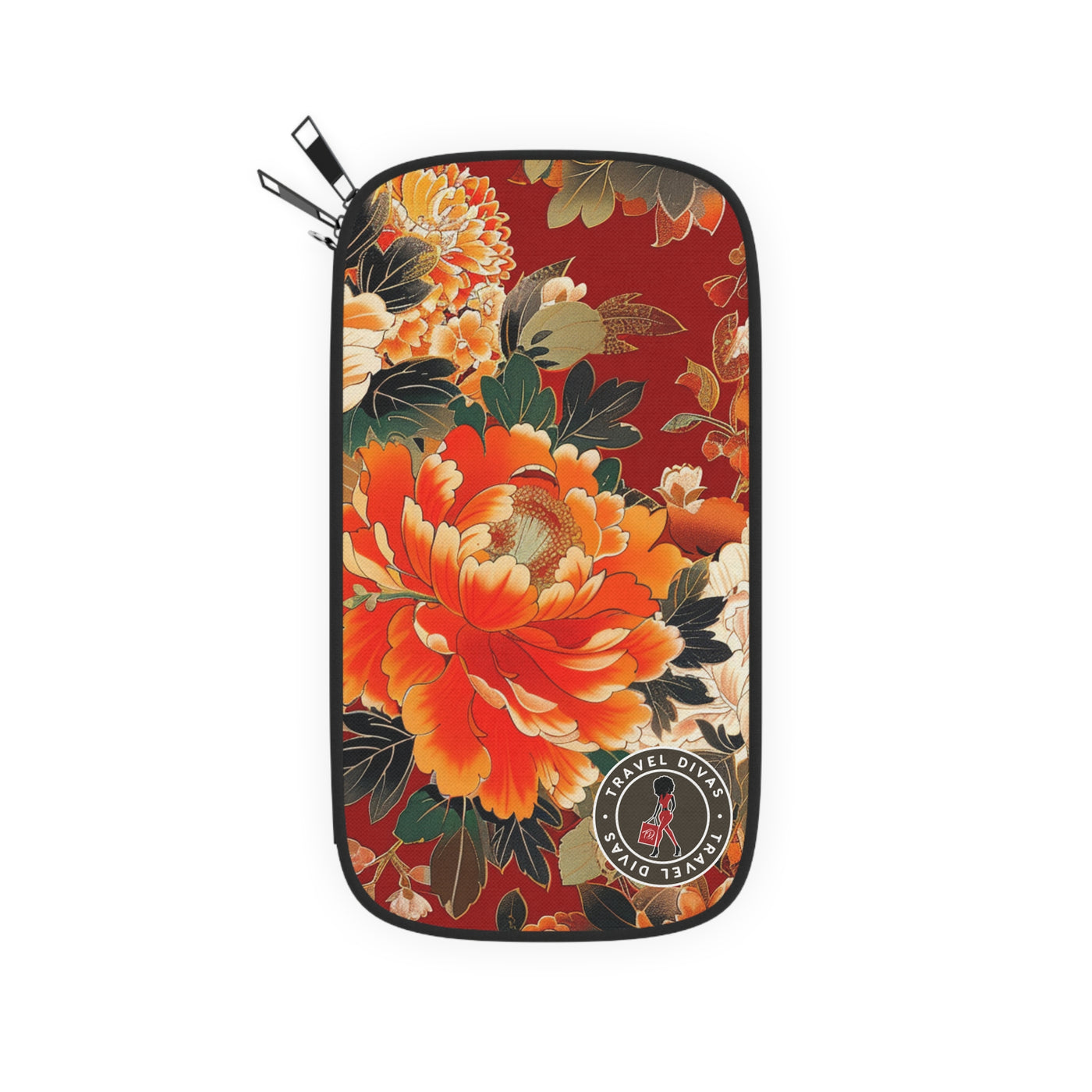 Orange Flowers Passport Wallet