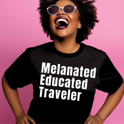 Melanated Educated Traveler Black Unisex T-Shirt