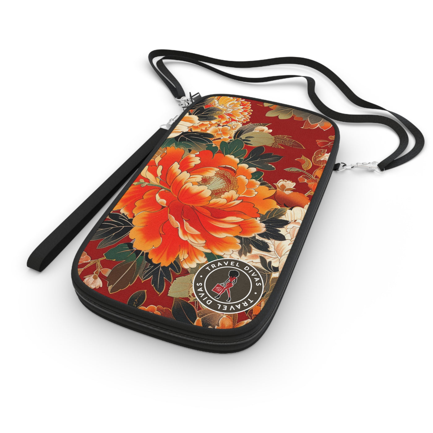 Orange Flowers Passport Wallet