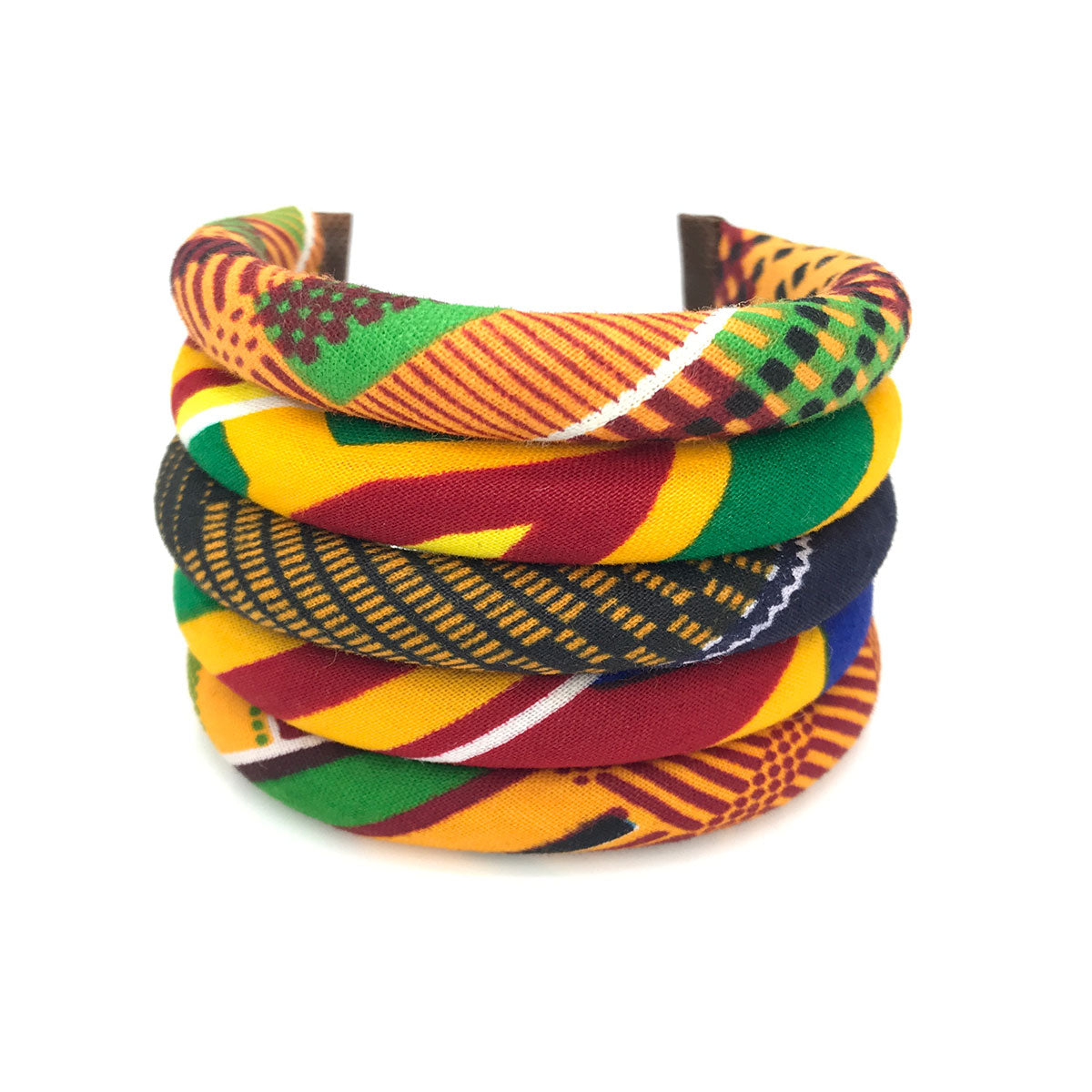 African Kente Bracelet | African Wrist Band | Sunkissed Marula Bracelet | Kente Print Bangel | African Tribe Jewelry | Afrocentric | Orange, Black, Blue, Green | Cloth & Cord