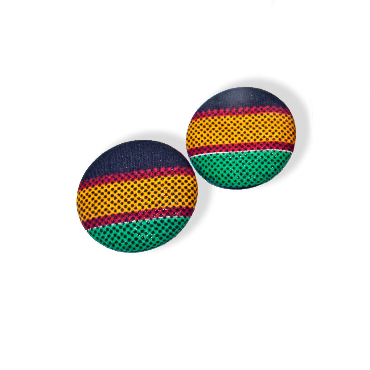 African Print Button Earrings | African Wax Print Earrings | African Wax Fabric Jewelry | Afrocentric Jewelry | Cloth & Cord