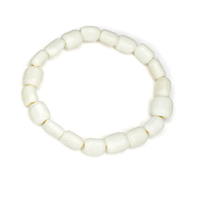 African Kenya White and Batik Bone Bead and Brass Bead Bracelet Set