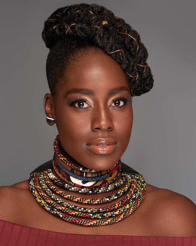 African Choker & Bib Necklace Set | The Monarch Kente African Choker & Bib Necklace Set | Multi-layered Necklace Set | Ketepa Conversation Piece | Afrocentric | Cloth & Cord