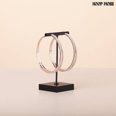 DOUBLE ROSES HOOPS - ROSE GOLD