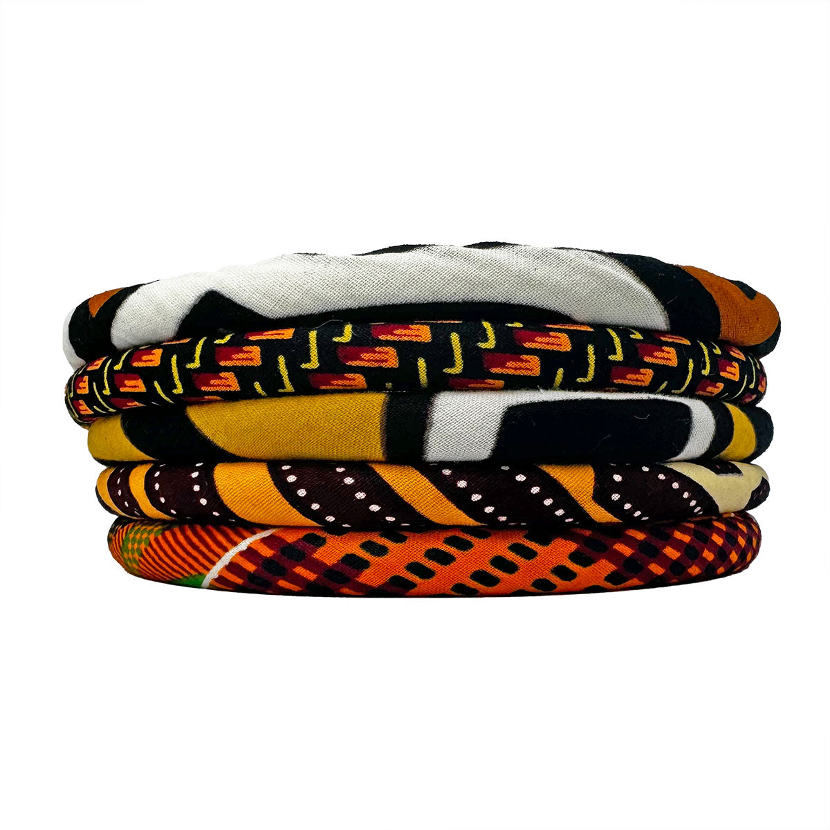 5 Strand African Print Choker | Brown, White, Orange, Gold Choker | African Choker | Chokers for Women | Cloth & Cord