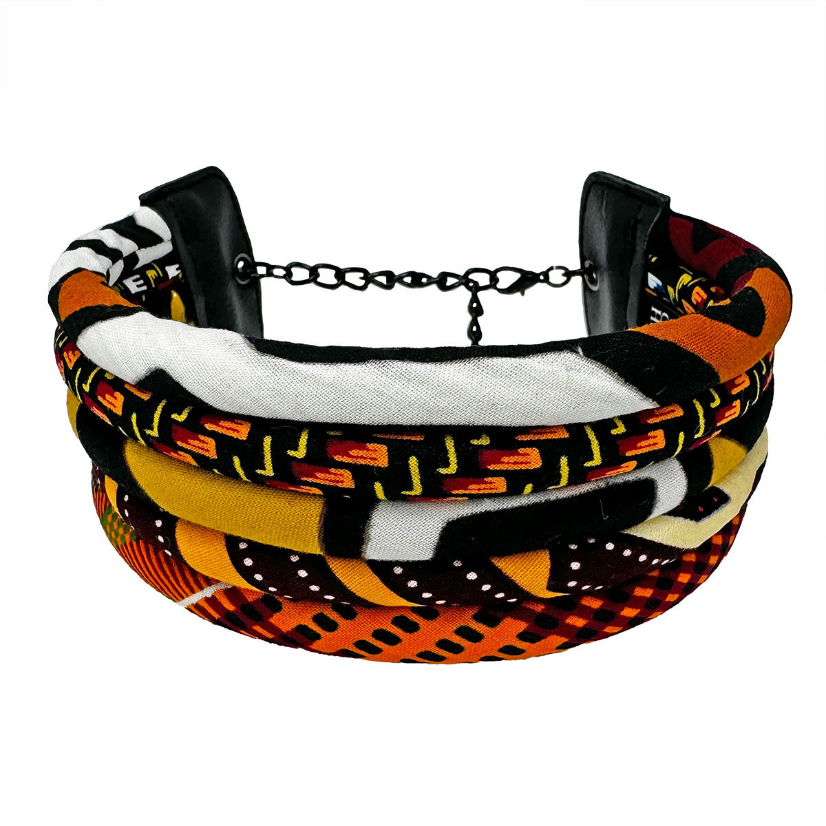 5 Strand African Print Choker | Brown, White, Orange, Gold Choker | African Choker | Chokers for Women | Cloth & Cord