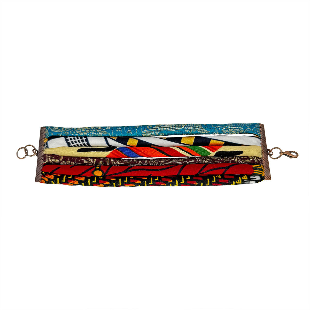 African Fabric Bracelet | African Wrist Band | Blue, Gold, Orange, Tan, Maroon, Red, Black, White | African Tribe Jewelry | Afrocentric | Cloth & Cord