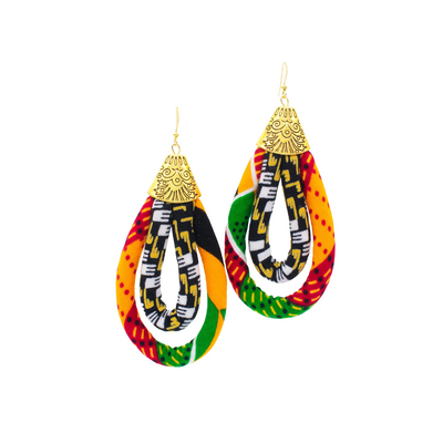 Kente Earrings | African Earrings | Mini Double Loop Kente Ankara Earrings | Afro Earrings | Ankara Print Fabric | Africa Hoop Earrings | Afrocentric | Cloth & Cord