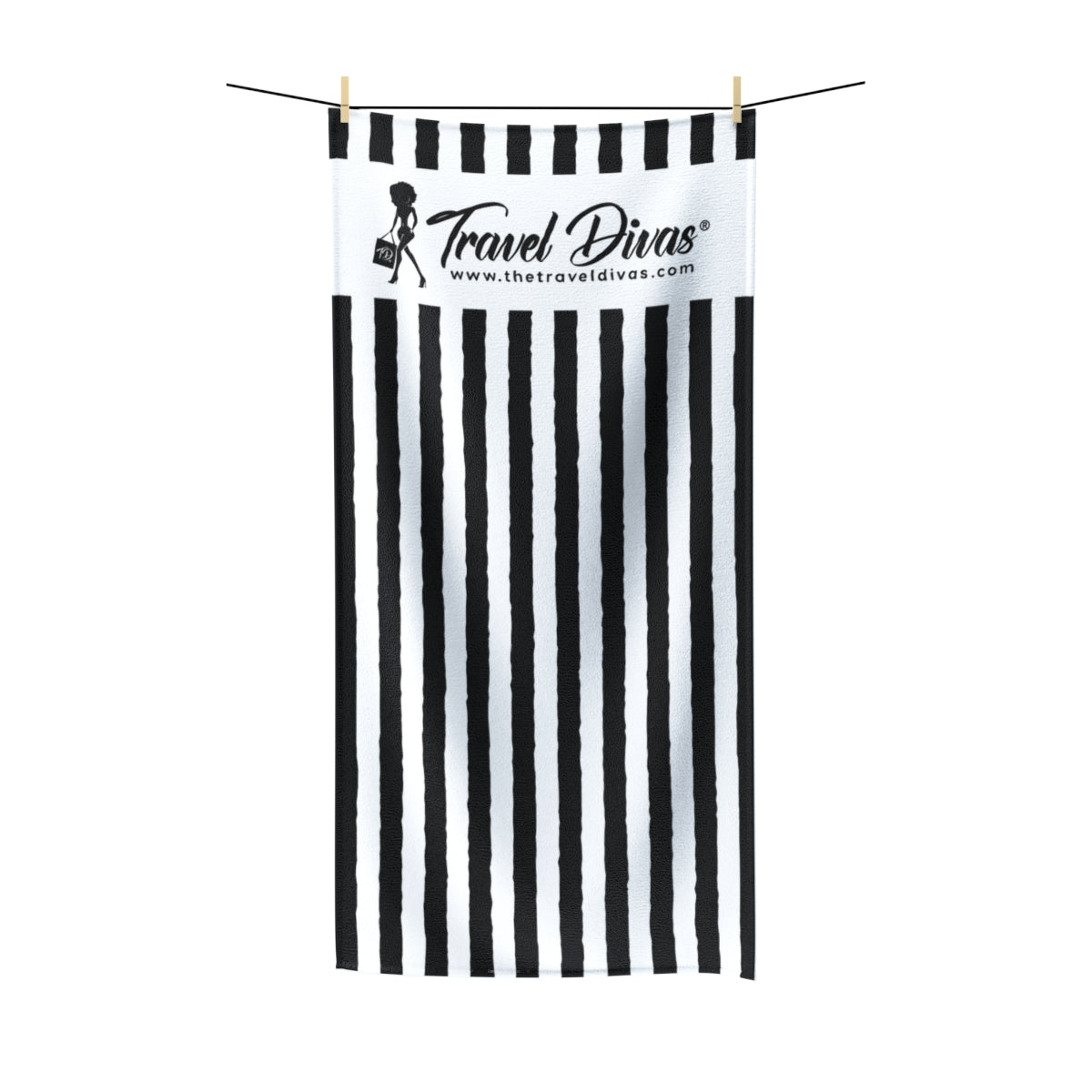 TD Black Stripes Polycotton Beach Towel