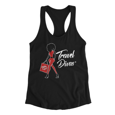 Official Travel Divas Logo Women's Racer Tank Top Black Edition