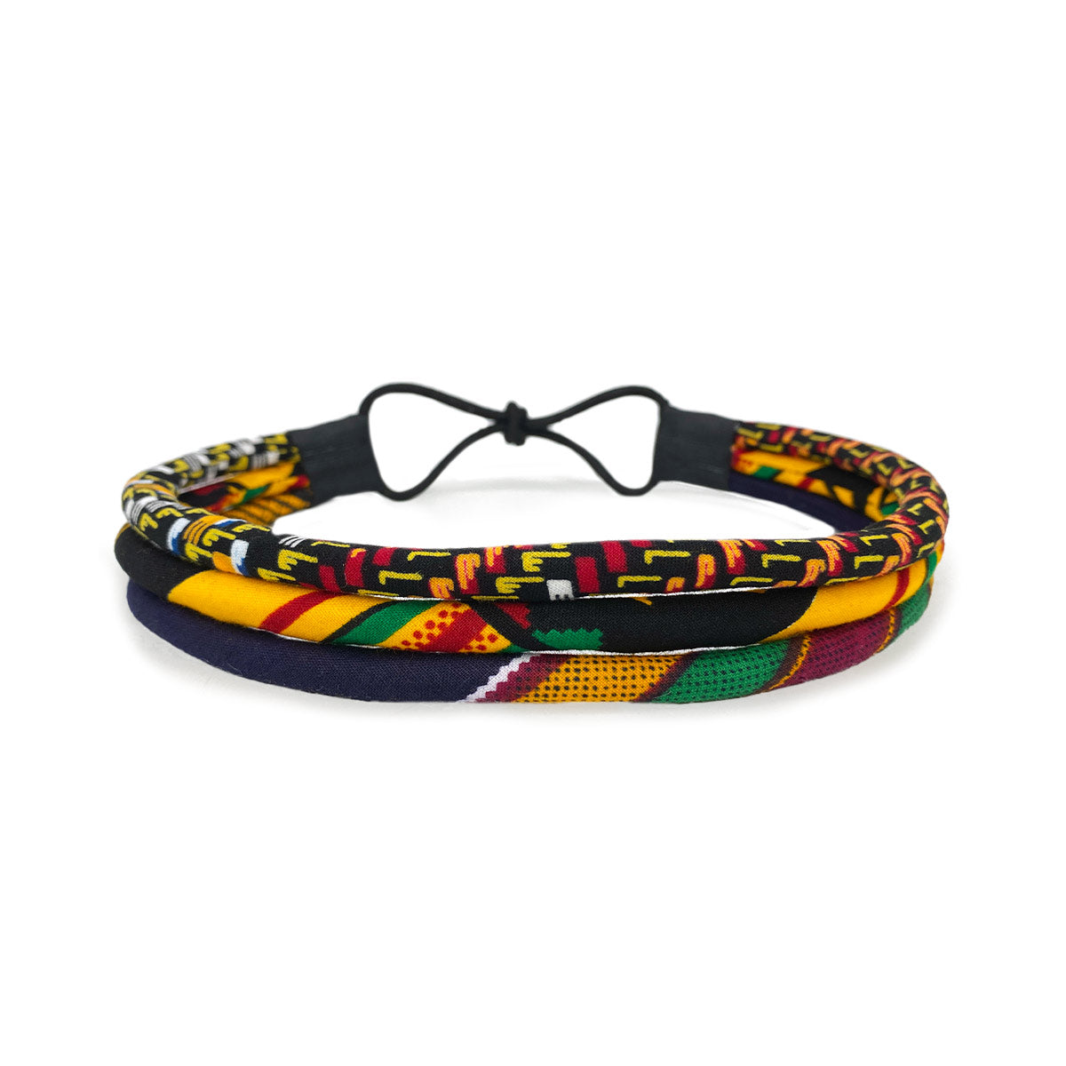 Kente and African Wax Print Headband | Afro Headband | African Print Headband |Kente Headwrap | Afrocentric Head Piece| Black, Yellow, Green, Red | Cloth & Cord